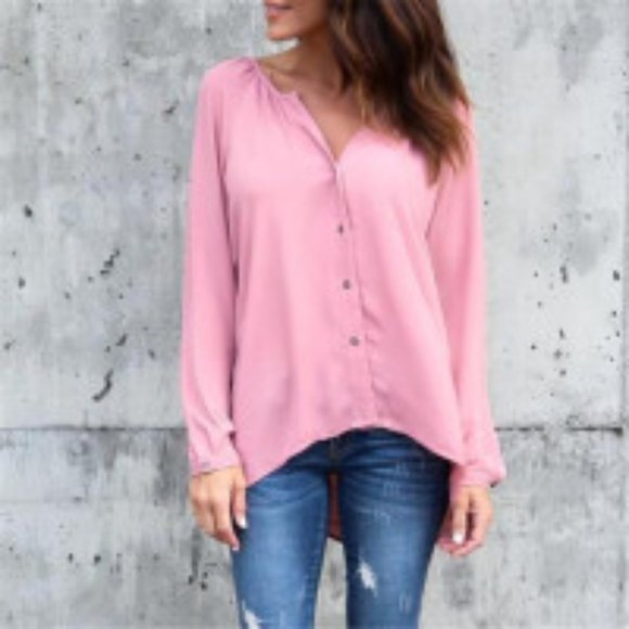 Tops - 🌻 5/$25 V-Neck Button Chiffon Blouse